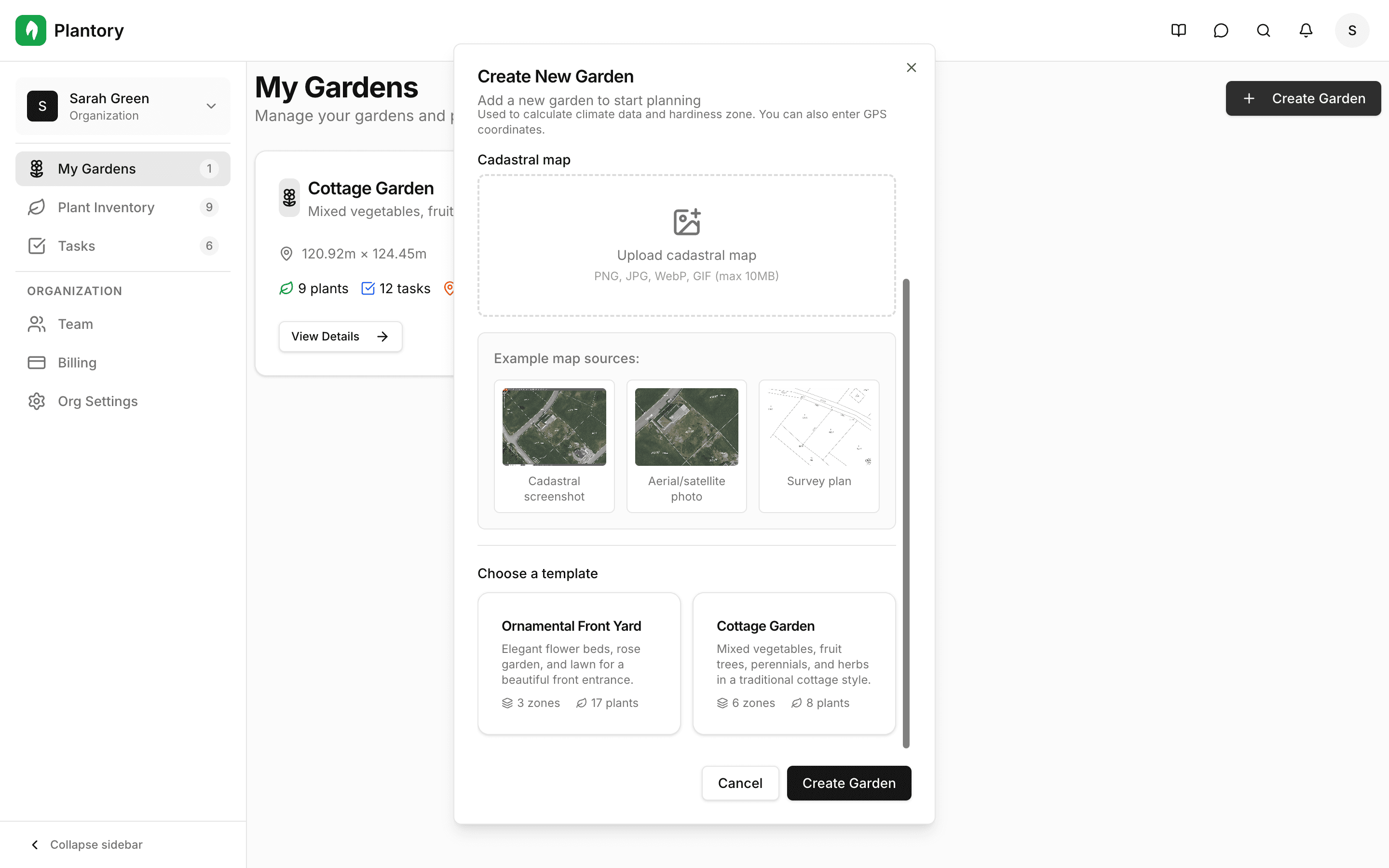 Dialog pro nahrání obrázku pozadí zahrady