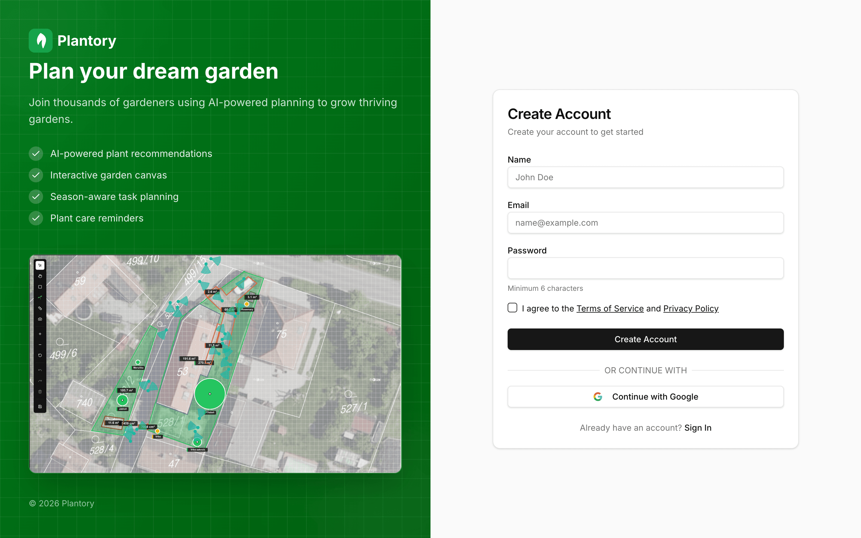 Registrační formulář s poli pro e-mail a heslo