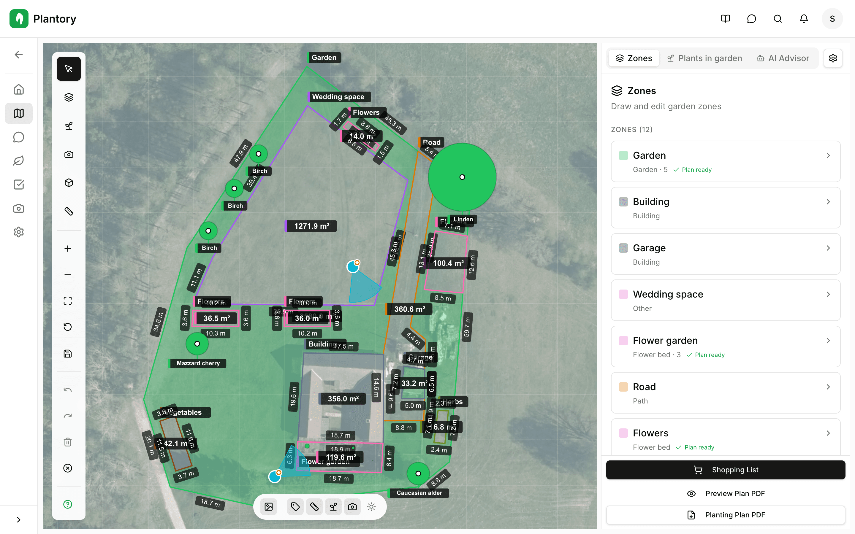 Rozbalovací nabídka výběru typu zóny